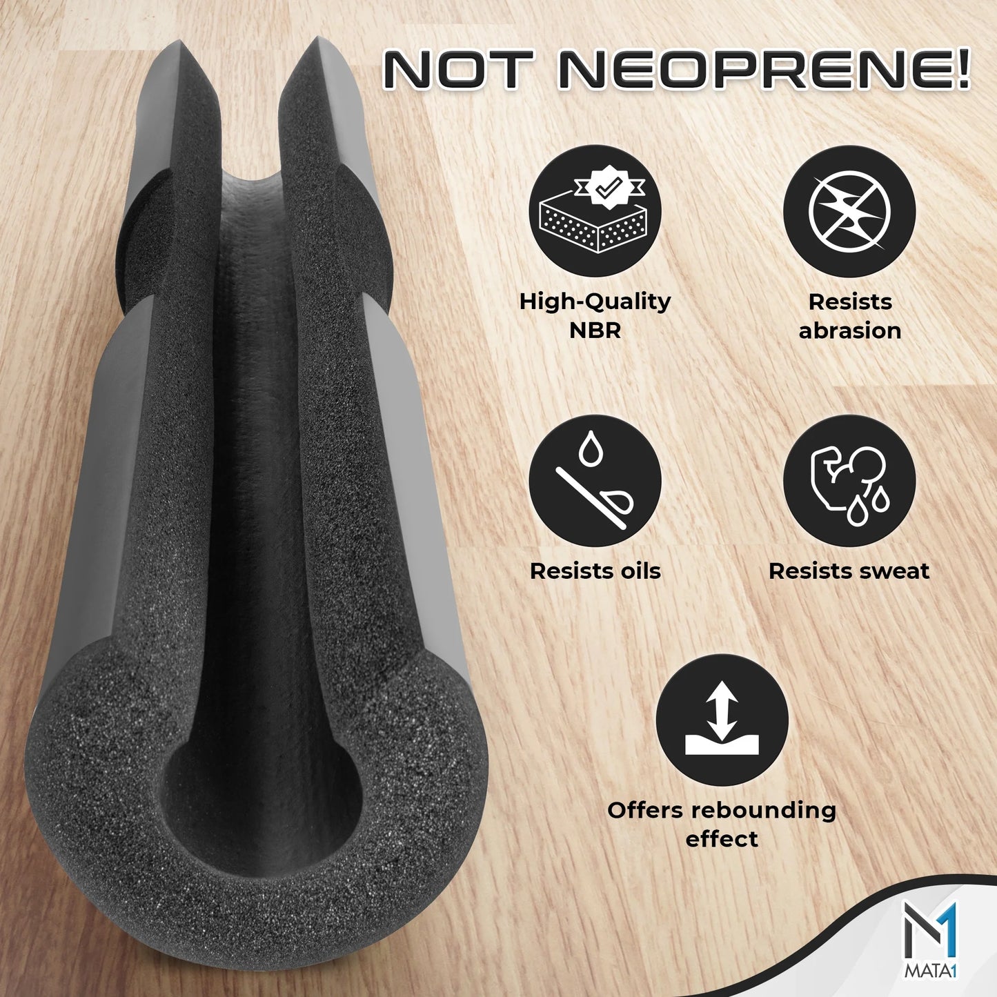 Gym Foam Barbell Pad for Hip Thrust, Squat & Lunges, Black 17X3.5 Inch by -Usa