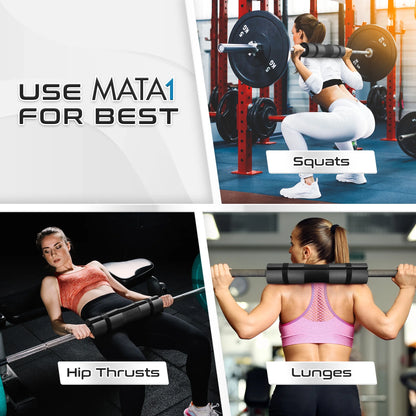 Gym Foam Barbell Pad for Hip Thrust, Squat & Lunges, Black 17X3.5 Inch by -Usa