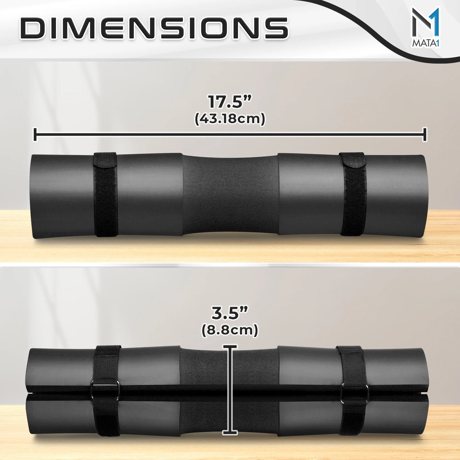 Gym Foam Barbell Pad for Hip Thrust, Squat & Lunges, Black 17X3.5 Inch by -Usa