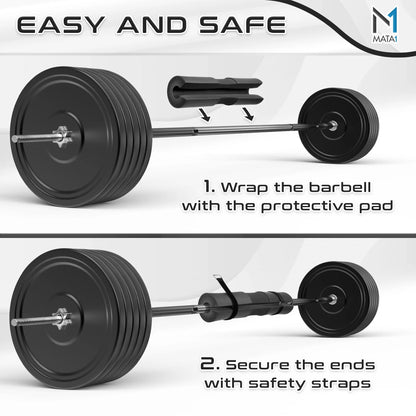 Gym Foam Barbell Pad for Hip Thrust, Squat & Lunges, Black 17X3.5 Inch by -Usa